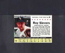 1961 POST #26 ROY SIEVERS-4--BOX CUT--WHITE SOX--NO CREASES--EX/MT
