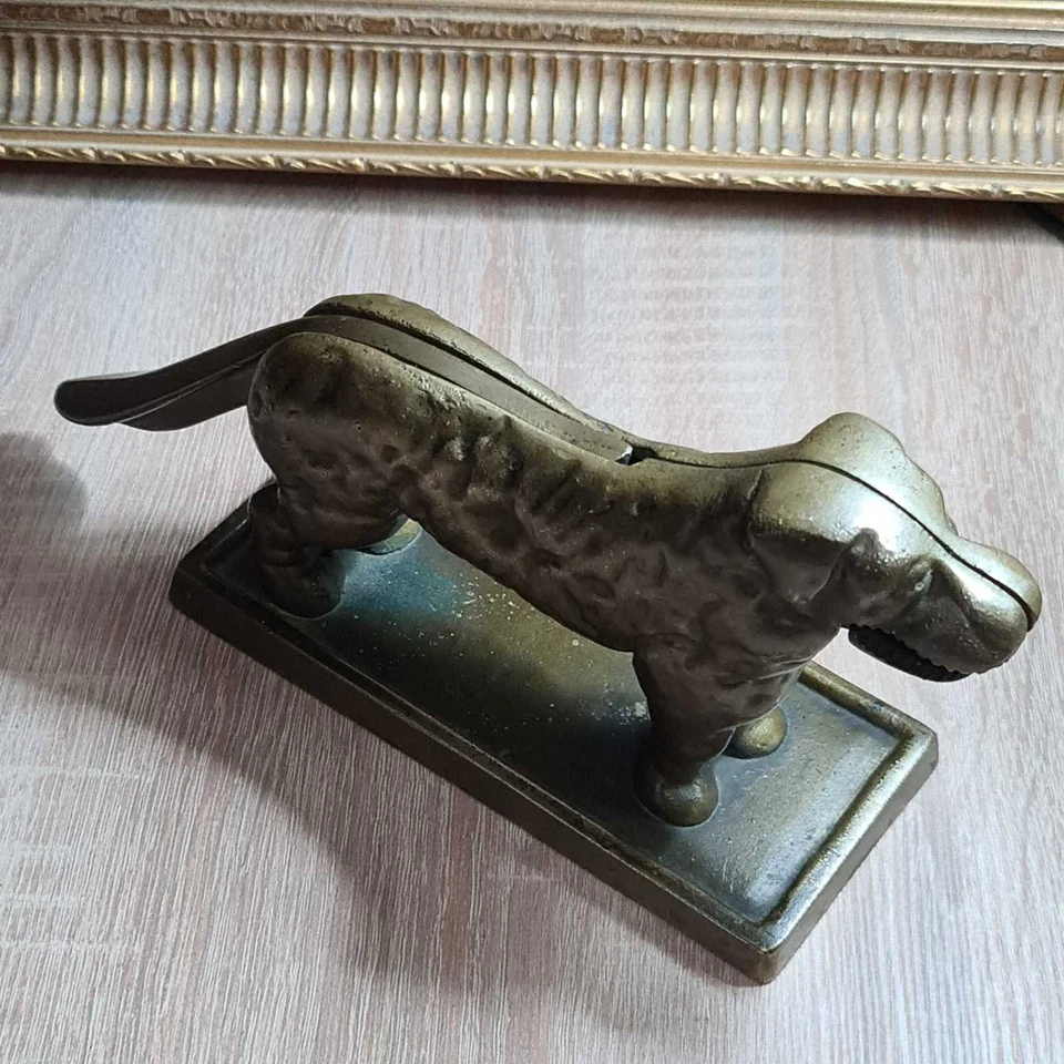 Antique Nut Cracker Saint Bernard Heavy Cast Bronze Statue - Image 4 of 4