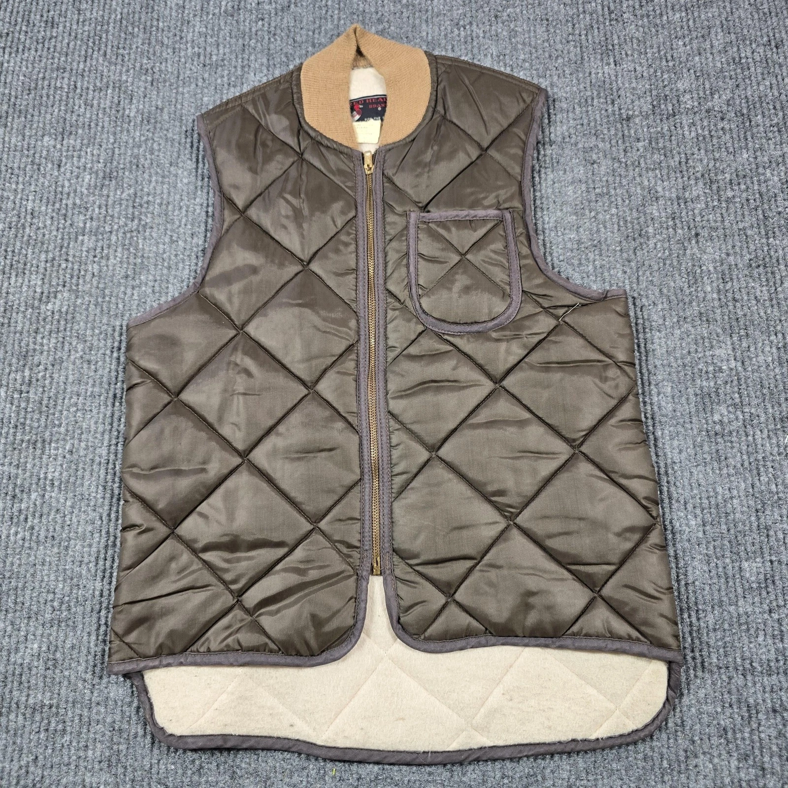 Vintage Red Head Vest Mens Small Quilted Dacron Lined USA Made 70s 80s Hunting