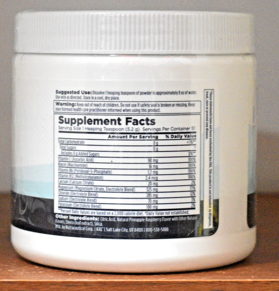 KAL Hydro Magnesium Polvo Tropical Fruit Punch 9.4 OZ (268 G) Bebida de Hidratación Foto 2 de 3