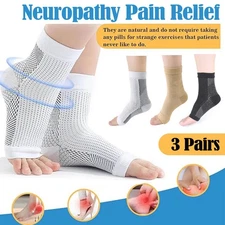 3 Pairs Open Toe Compression Socks Ankle Support Pain Relief Non-Slip Breathable