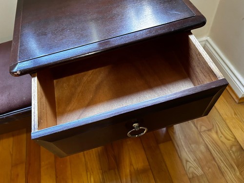 Vintage Mahogany Teak Telephone Table with Padded Seat and Drawer 1960's - Picture 4 of 9