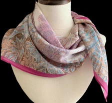 100% Silk 34" Square Scarf Women neckerchief Shawl Wrap floral rosy pink HD24