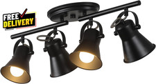 4-Light Track Lighting Kit Industrial Black Directional Ceiling
