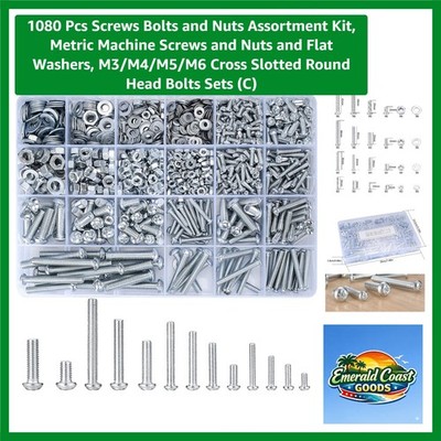 Versatile 1080-Piece Screw, Bolt, and Washer Kit - Perfect for DIY Projects