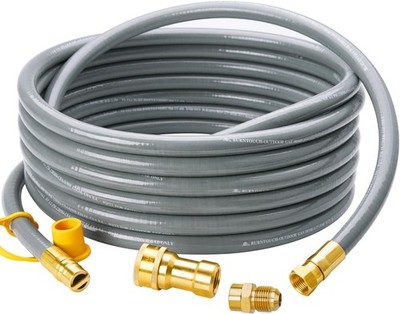 25 Feet 1/2 inch ID Natural Gas Grill Hose with Quick Connect Fittings, Natural 