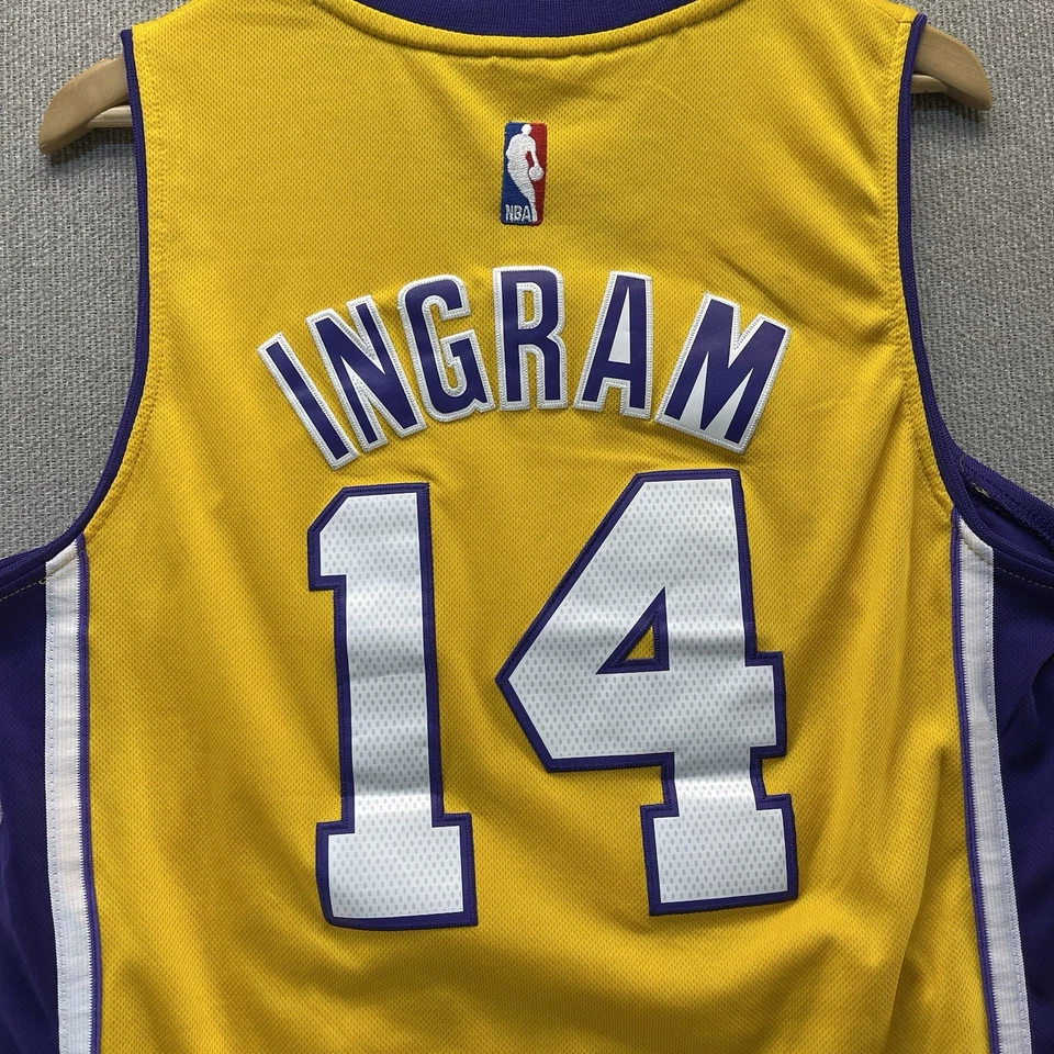 Camiseta Adidas Los Angeles Lakers Brandon Ingram #14 Pequeña Dorada Púrpura Swingman Foto 4 de 4