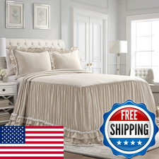 Lush Decor Ella Ruffle Lace Bedspread 3 Piece Set King Neutral - Cute Bed Set -