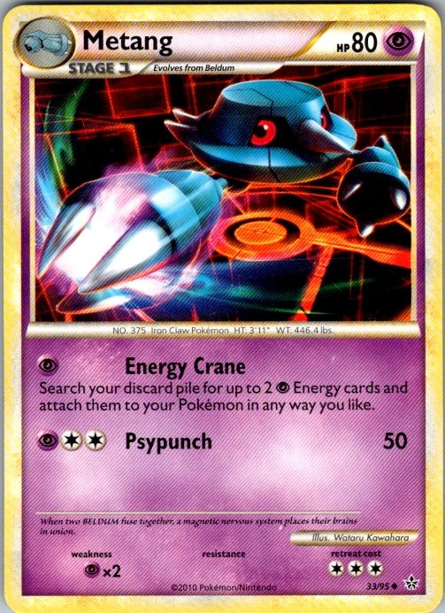Metang 33/95 HS Unleashed Rare LP Pokemon TCG