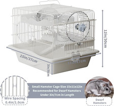 Small Hamster Cage Starter Kit. 15 x11x12. Water, wheel, food bowl and ladder in