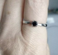 100% Genuine Gorgeous 1/2ct Black Diamond Sterling Silver Ring 