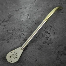 Bronze and Nickel Silver Curved Mate Straw. Argentinian, Gift, Yerba Mate.