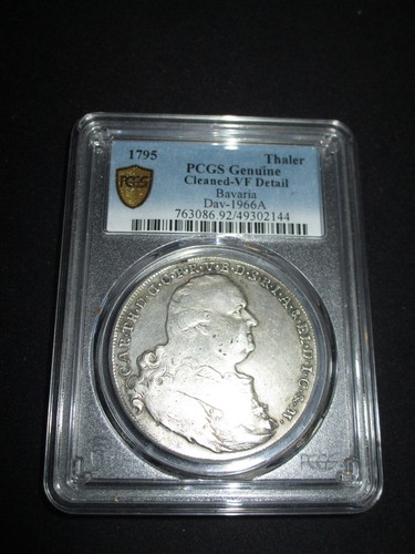 1795 PCGS German States Bavaria Silver Thaler Dav-1966A VF Detailed Cleaned Coin