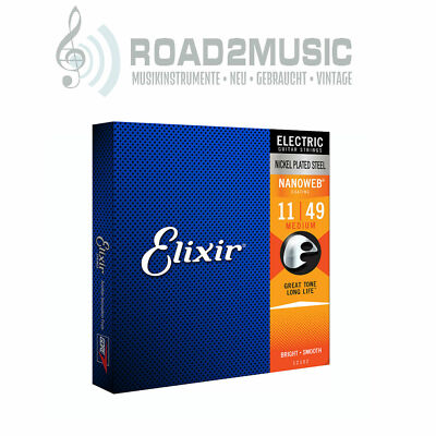 Elixir Nanoweb E-Gitarre Medium 11-49 Saiten Satz Guitar Strings Set 12102