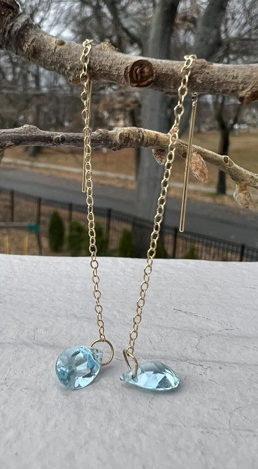 14k JCM Gold Threader Earrings - Image 2 of 4