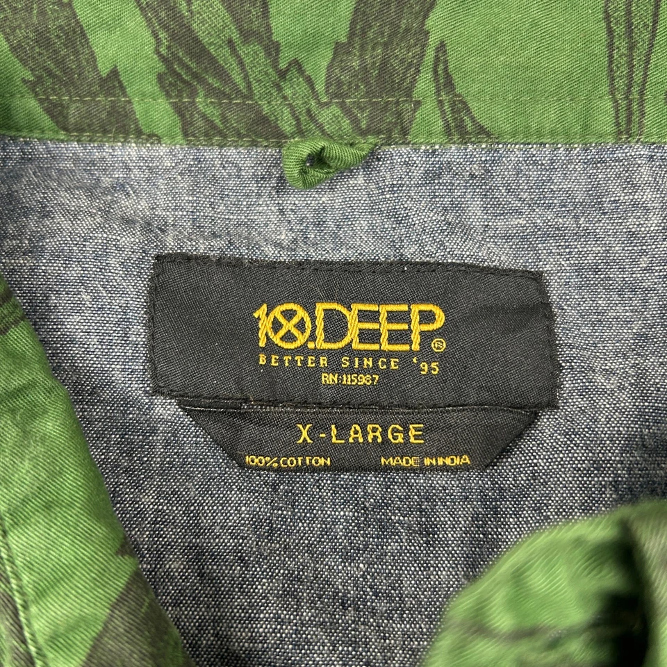 10.Deep Mens XL Green Mary Jane Short Sleeve Button Down 100% Cotton Shirt - Image 4 of 4