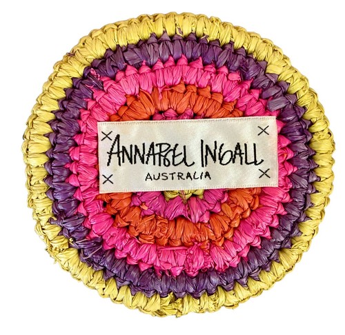 ANNABEL INGALL AUSTRALIA 4 MONTAÑAS RUSAS DE PAJA DE GANCHILLO, RAYAS VIBRANTES, 4,5" DE DIAMANTE - Imagen 4 de 4