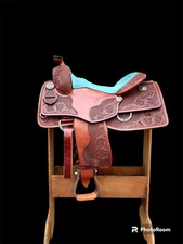 NEW MARISITA RANCH PLEASURE SADDLE-16"-HO LEATHER-BISON SEAT-HAND CARVED-USA