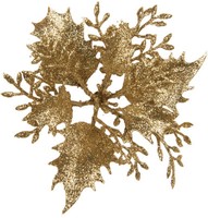 Clayre & Eef 65784 Weihnachtsdeko Blume Gold Ø 11X3 Cm Kunststoff