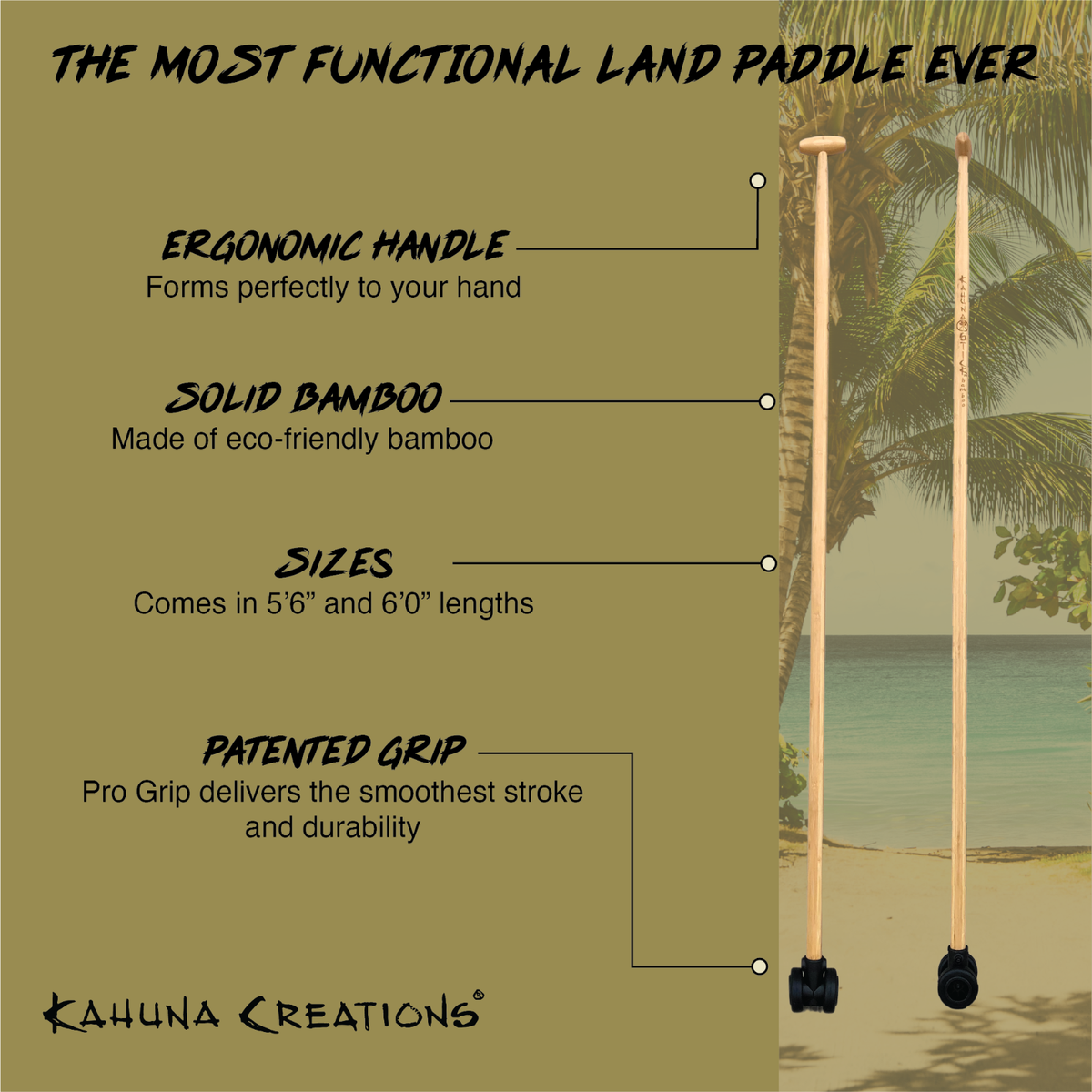 Kahuna Creations Bamboo Land Paddle For Longboard Skateboard - 5