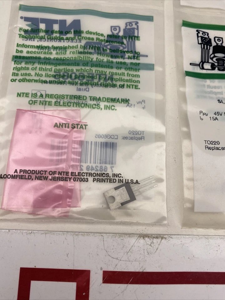 NTE6085, 45V * Silicon Dual Schottky Diode Common Cathode. Lot of 2 - Image 3 of 3