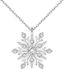 Snowflake Necklace 925 Sterling Silver Snowflake Pendant Necklace 18K Gold Plate