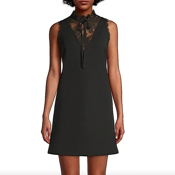 TED BAKERブラックドレス TED BAKER London Black Beaded Tiered Pleated Cold Shoulder