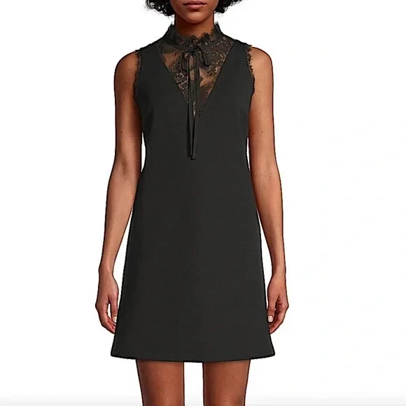 NEW, Ted Baker London Chharis Lace Mock Neck Dress Black size 1 US 4 #D7099 - Изображение 2 из 4