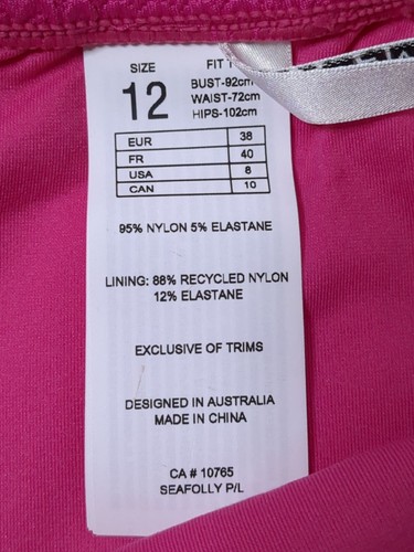 Seafolly bikini donna 8 rosa DD top taglio alto gamba 2 pezzi testurizzato immersione mare - Foto 11 di 11