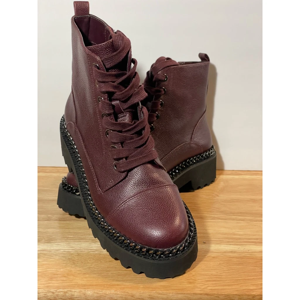 Burgundy lace shop boots