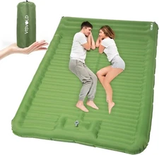 Visvold Double Sleeping Pad Camping 4.72 Ultra Thick Self Inflating Foot Pump