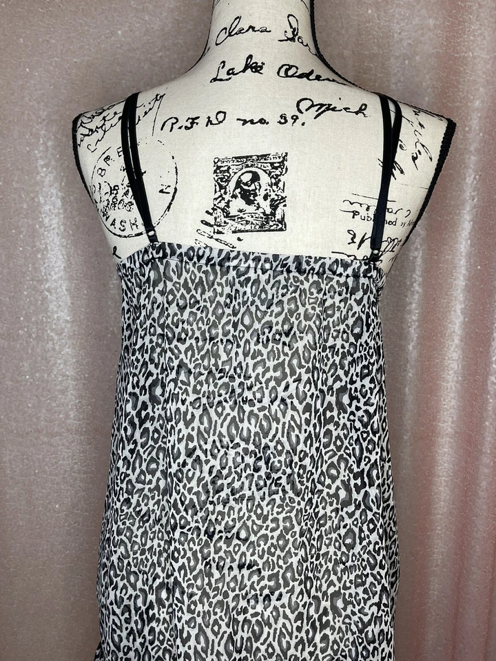 Ambrielle Camisón Pequeño Guepardo Leopardo Negro Encaje Bebé Muñeca Sexy Chemise Foto 3 de 4