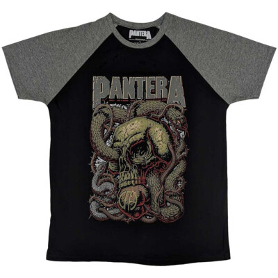 PANTERA スカルと蛇ラグランTシャツ Pantera - Serpent Skull - Black & Grey Raglan t-shirt | eBay