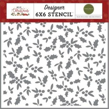 Crafts CB 6X6 Plastic Stencil Hello Christmas Holly Jolly Leaves Berries Repeats
