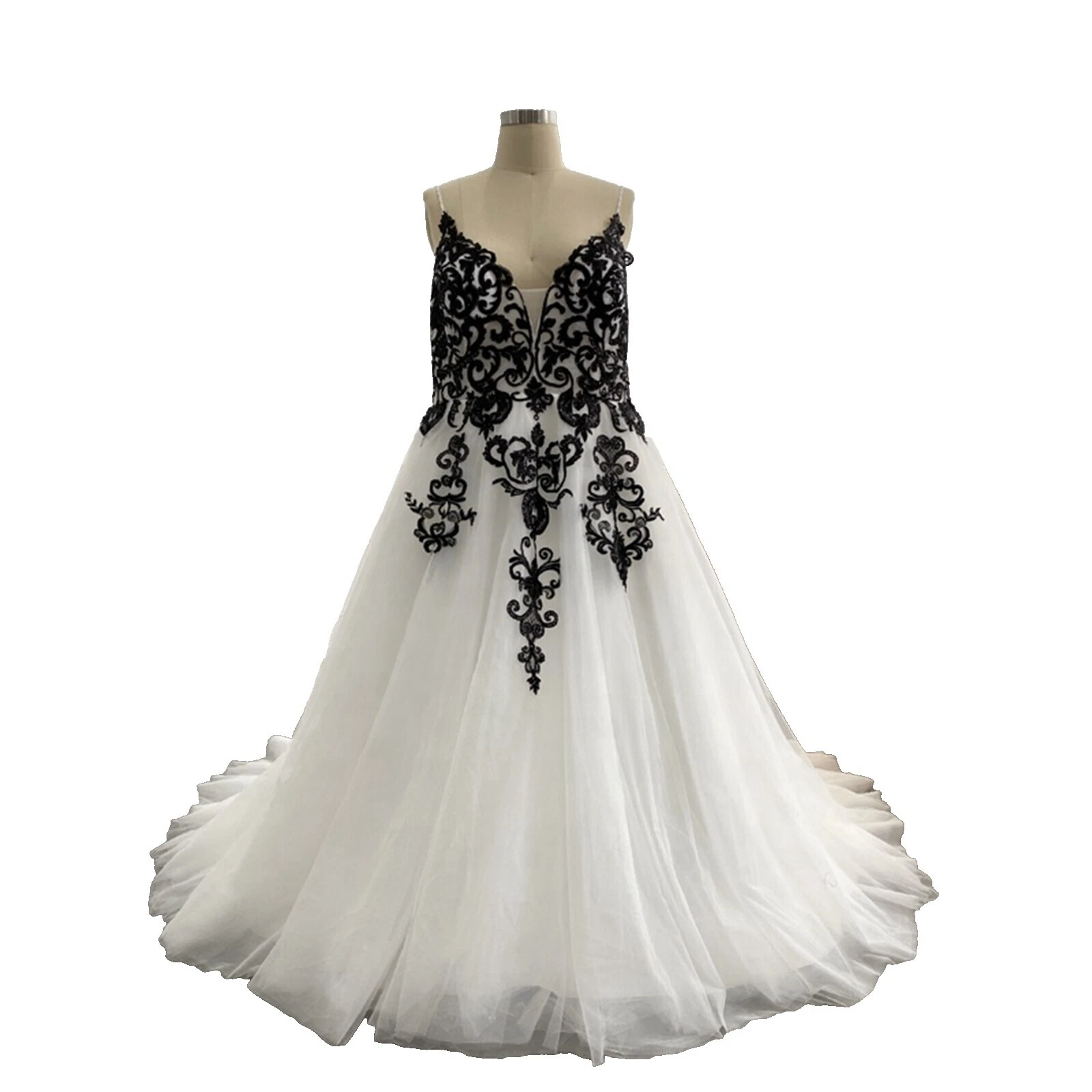 Vestido de encaje bordado s de novia Negro