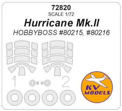 KV Models 1/72 GB Hurricane Mk.II Canopies and Wheels Masks for Hobbyboss kits
