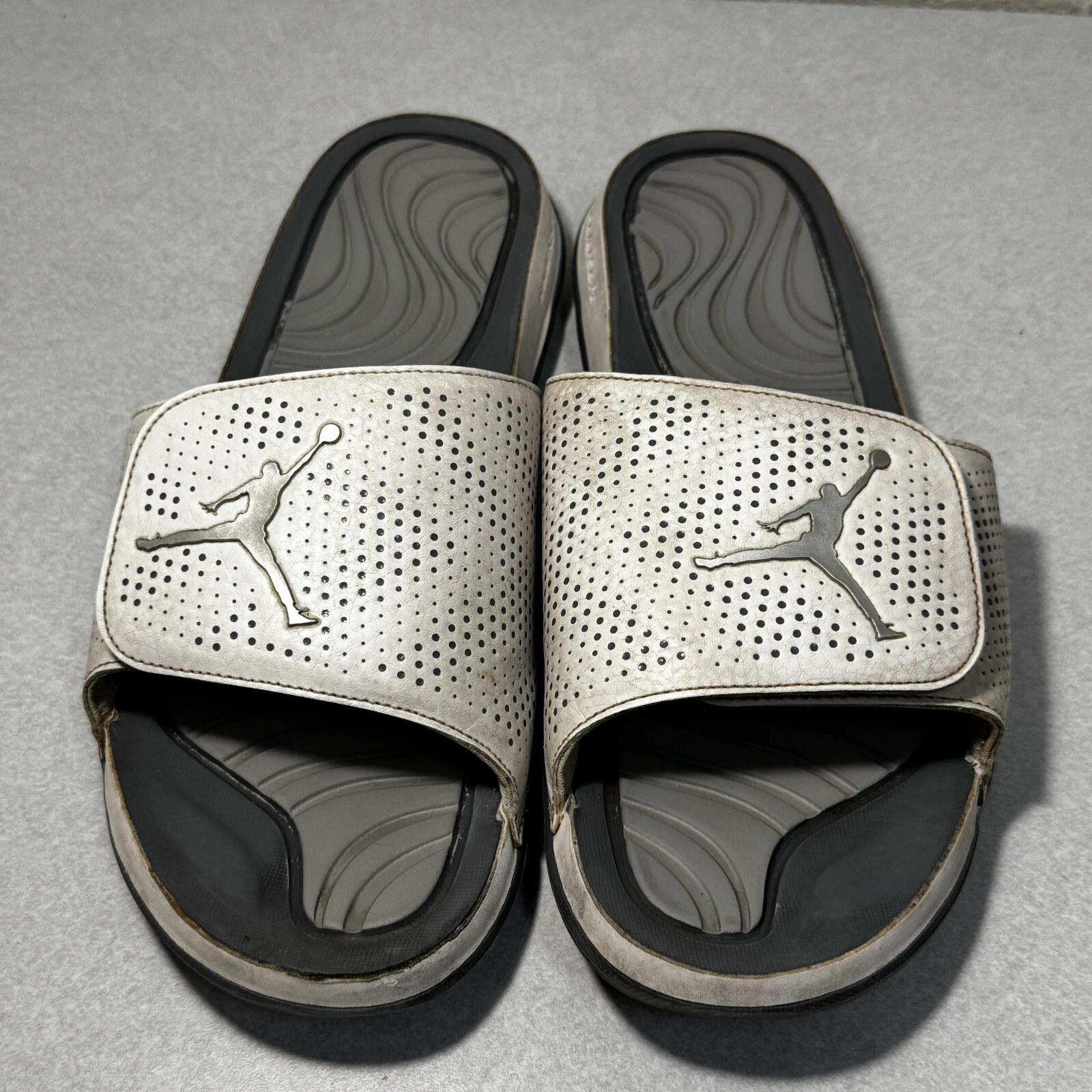 Sandali scarpe slip on Nike Air Jordan Hydro Slides uomo taglia 13 bianco argento