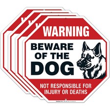 Beware of Dog Sign German Shepherd, Dog Warning Sign, 4 Pack 12x12 Aluminum