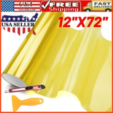 12x72 Gloss Golden Yellow Tint 3000k Headlight Fog Light Taillight Vinyl Film 12x72 Gloss Golden Yellow Tint 3000k Headlight Fog Light Taillight Vinyl Film