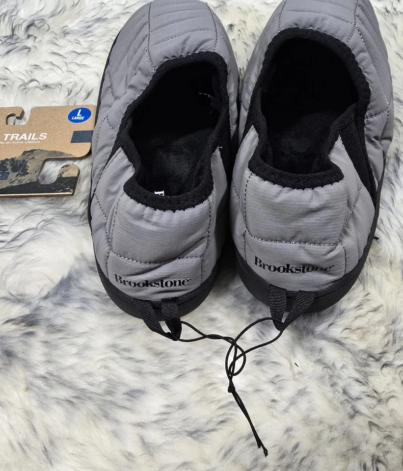 NUEVO CON ETIQUETAS BROOKSTONE MOC TRAIL ZAPATOS AISLANTES UNISEX Talla L GRIS CON NEGRO SIN CORDONES Foto 4 de 4