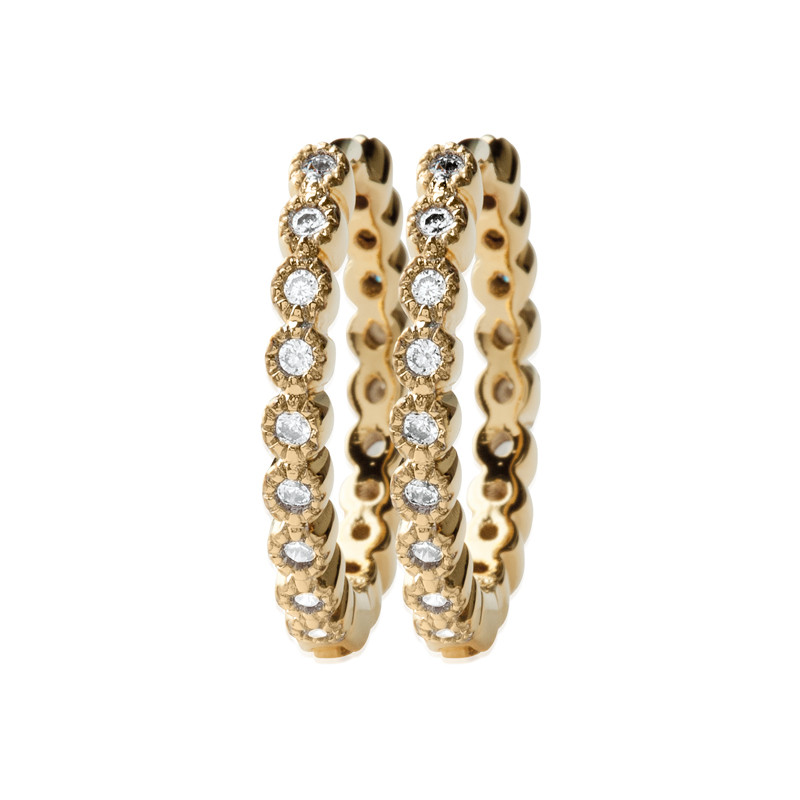 Boucles d'oreilles créoles microserti zirconium en plaqué or 18 carats poinçonné
