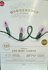 100ct LED Smooth Mini PURPLE Christmas String Lights with Green Wire HALLOWEEN