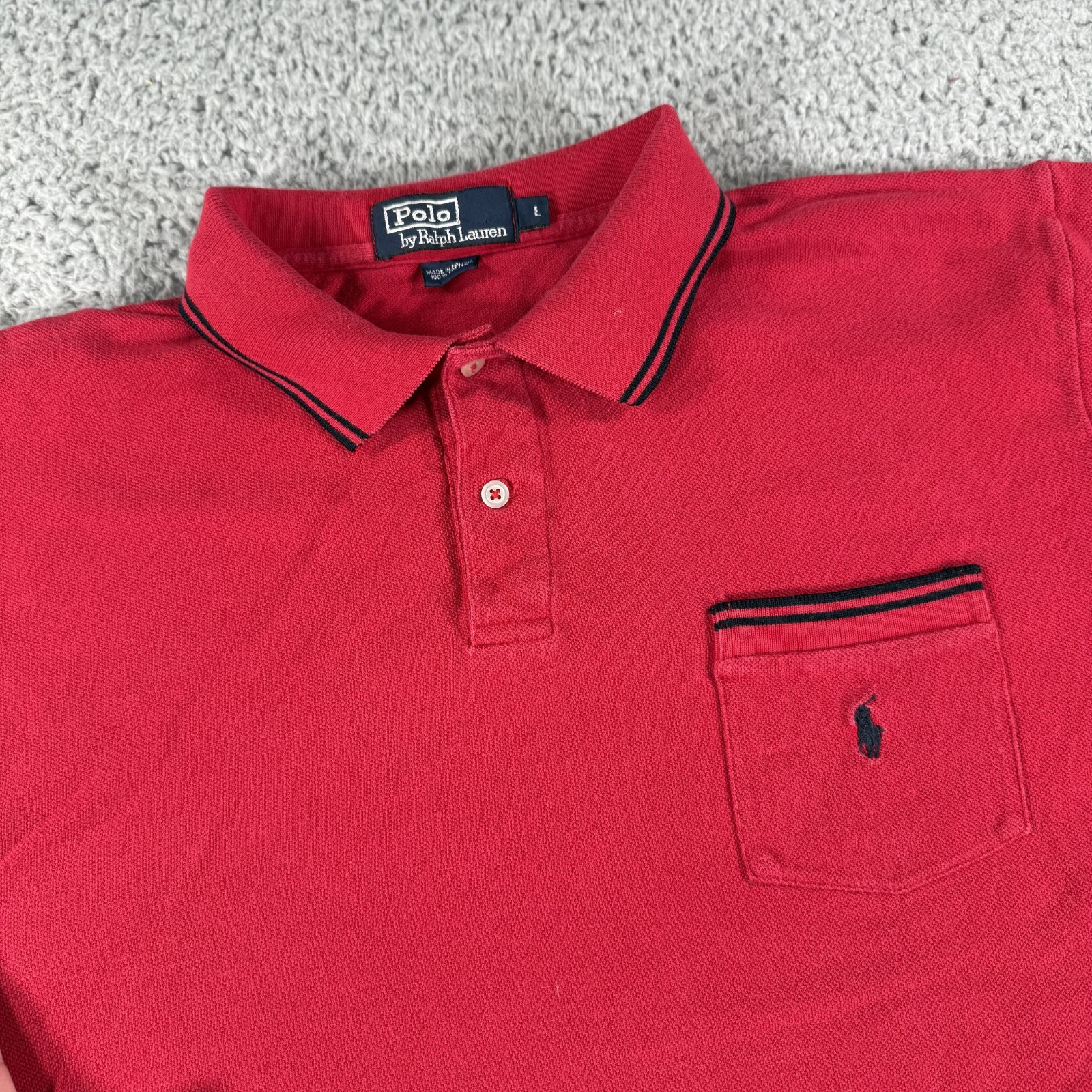Polo Ralph Lauren vintage camicia uomo taglia grande rossa tasca blu logo pony anni 90