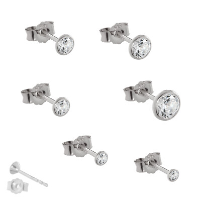 Einzel Ohrstecker Weißgold 585 Gold Ohrring 14 Karat Zirkonia Weiß 1 Stück