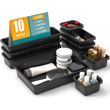 StoreHappily 10 PCS Drawer Organizer Set, 4 Size Makeup 10Pack, Black