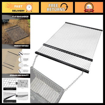 4x5 ft Drag Harrow - Heavy Duty Rust-Resistant Driveway Grader & Field Leveler,