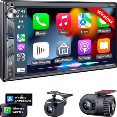 Car Radio With Dash Cam SJoyBring 7 Inch Double Din Apple Carplay
