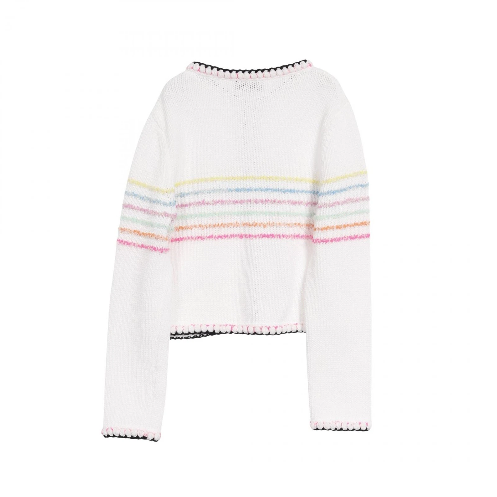 Cardigan giacca maglia bottoni CHANEL COCO Mark P77148 cotone nylon bianco usa