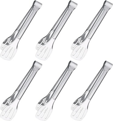 6PCS Serving Tongs, 7Inch Buffet Tongs, Stainless Steel Food Tong Small Serving