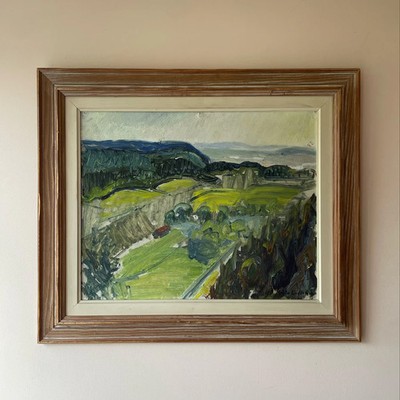Gerahmtes schwedisches Vintage Landschaft Ölgemälde, signiert impressionistische Landschaft